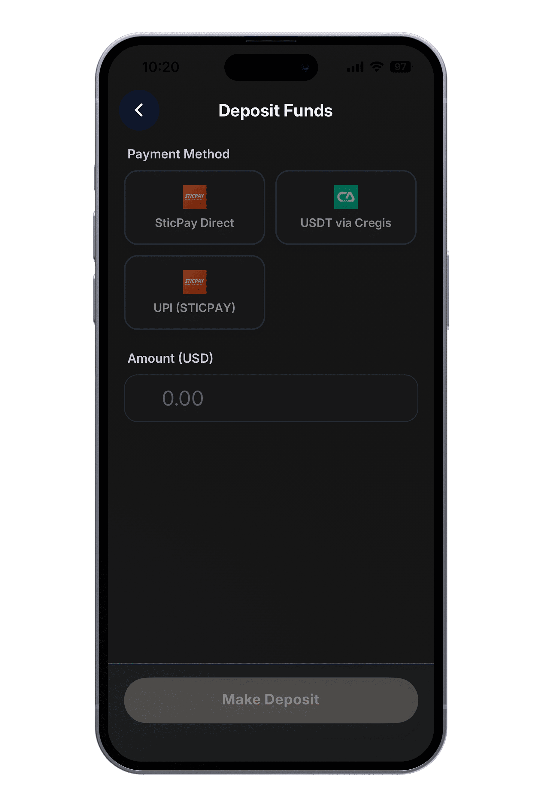 Deposit with USDT